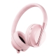 Rest easy with the Happy Plugs Play pink gold headphones that look good, sound good, and keep your child safe